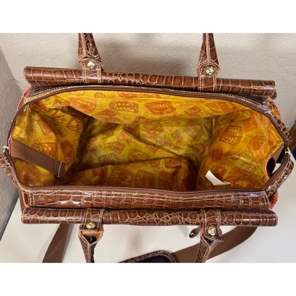 Samantha Brown Maroon Crocodile Embossed Weekender Carry On Dowel Travel Bag - Picture 8 of 11